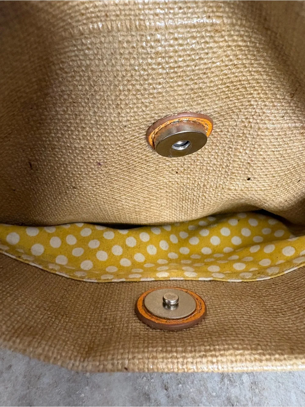 Fossil Tan Canvas Tote with Leather Trim and Multicolor Woven Strap